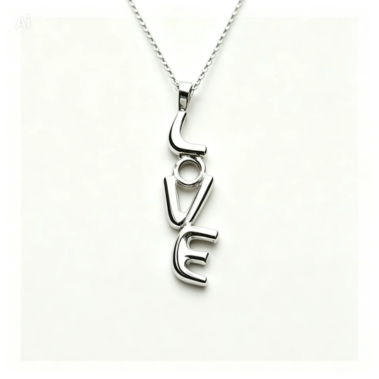 Solid Silver LOVE charm and Slver chain