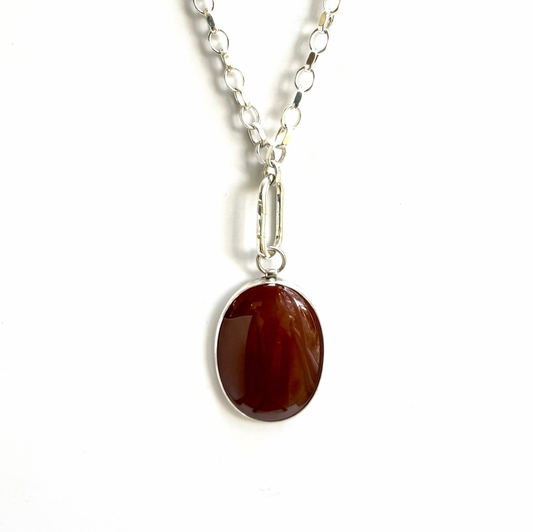 Carnelian Pendant on a Diamond Cut Belcher Chain
