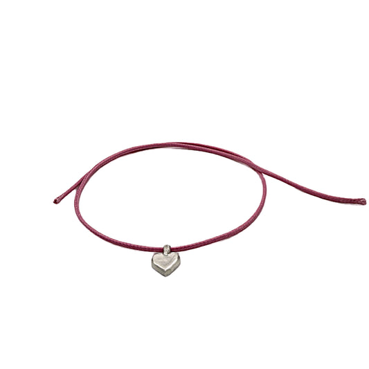 We Free Women Silver Heart Cord Bracelet