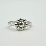 Silver Ball & Flower Ring