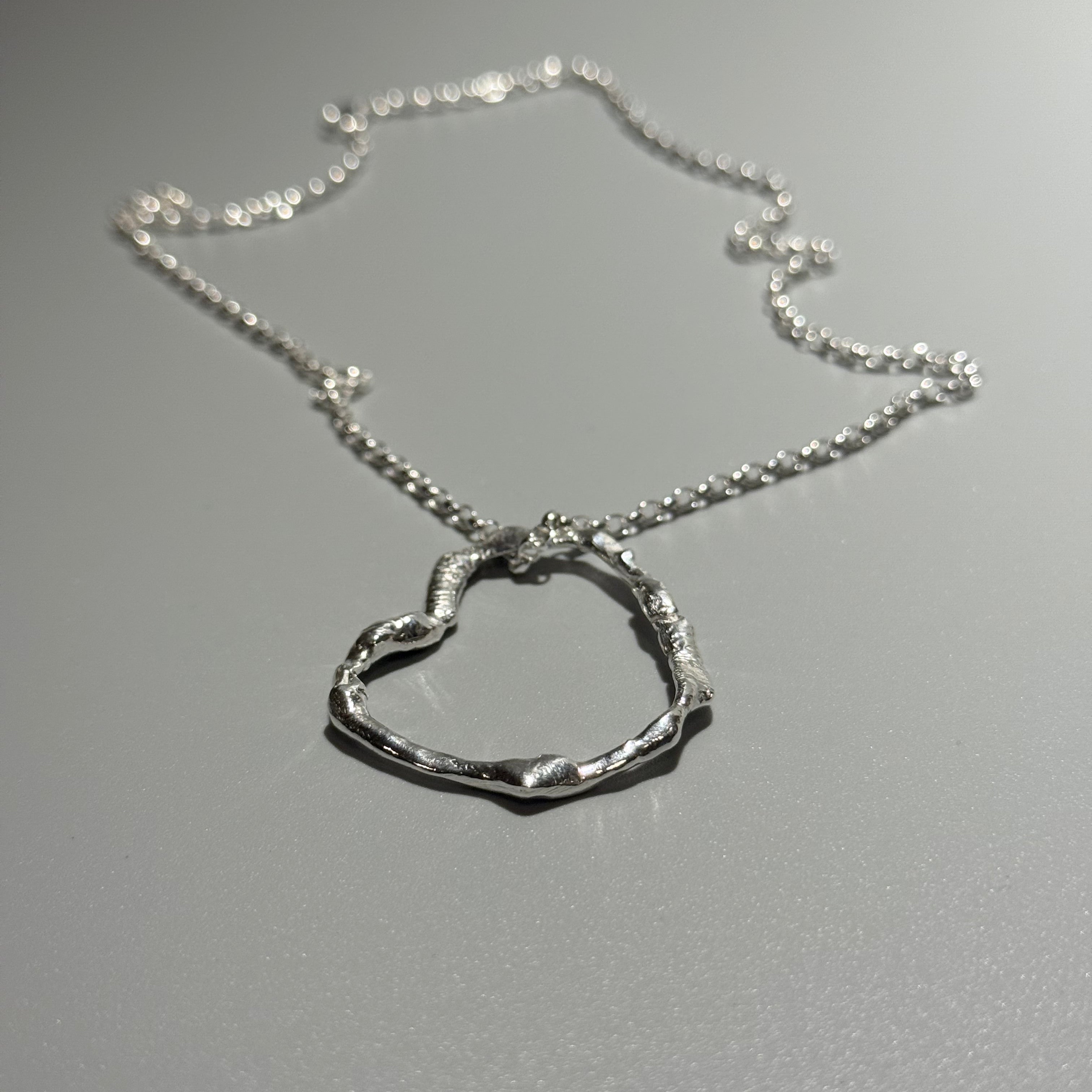 Large Molten Silver Heart Pendant