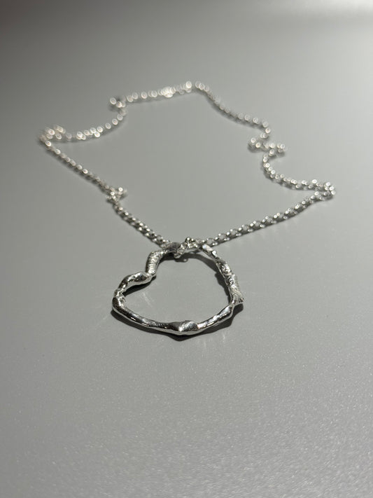 Large Molten Silver Heart Pendant
