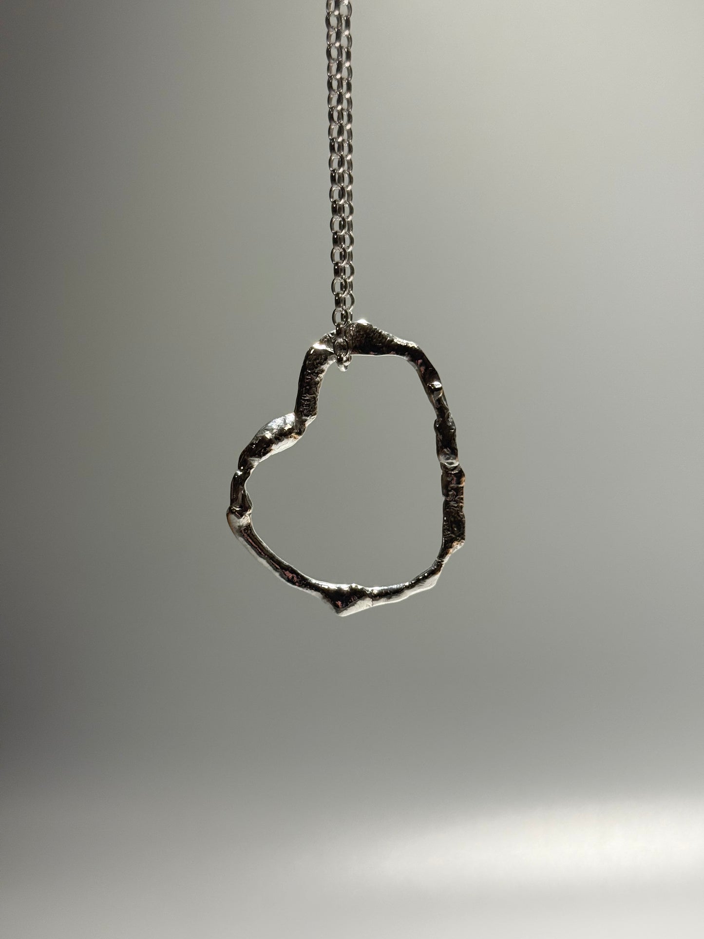 Large Molten Silver Heart Pendant