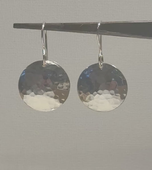 Sterling Silver Disc Drop Earrings