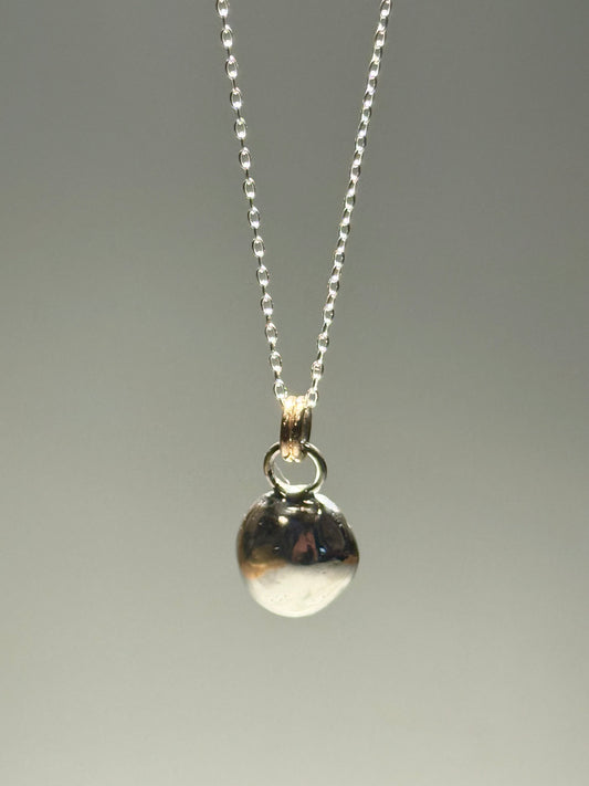 Silver Molten Pebble with Gold