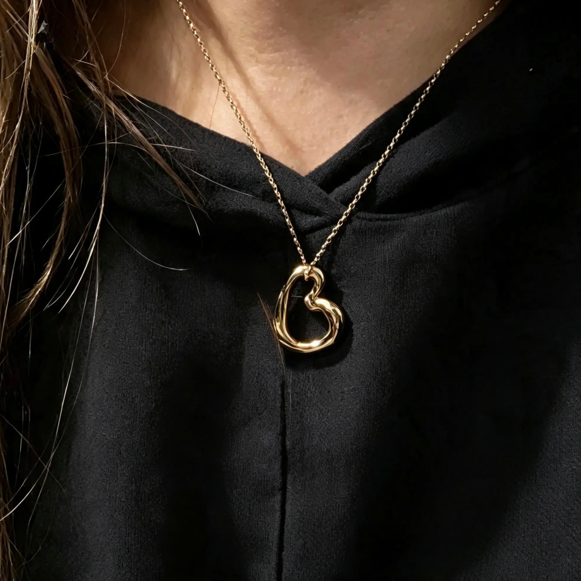 Molten Heart in Solid 9ct Gold on a Gold Chain