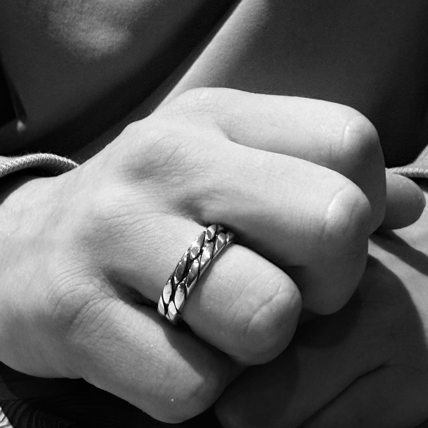Men's Solid Silver braided Ring