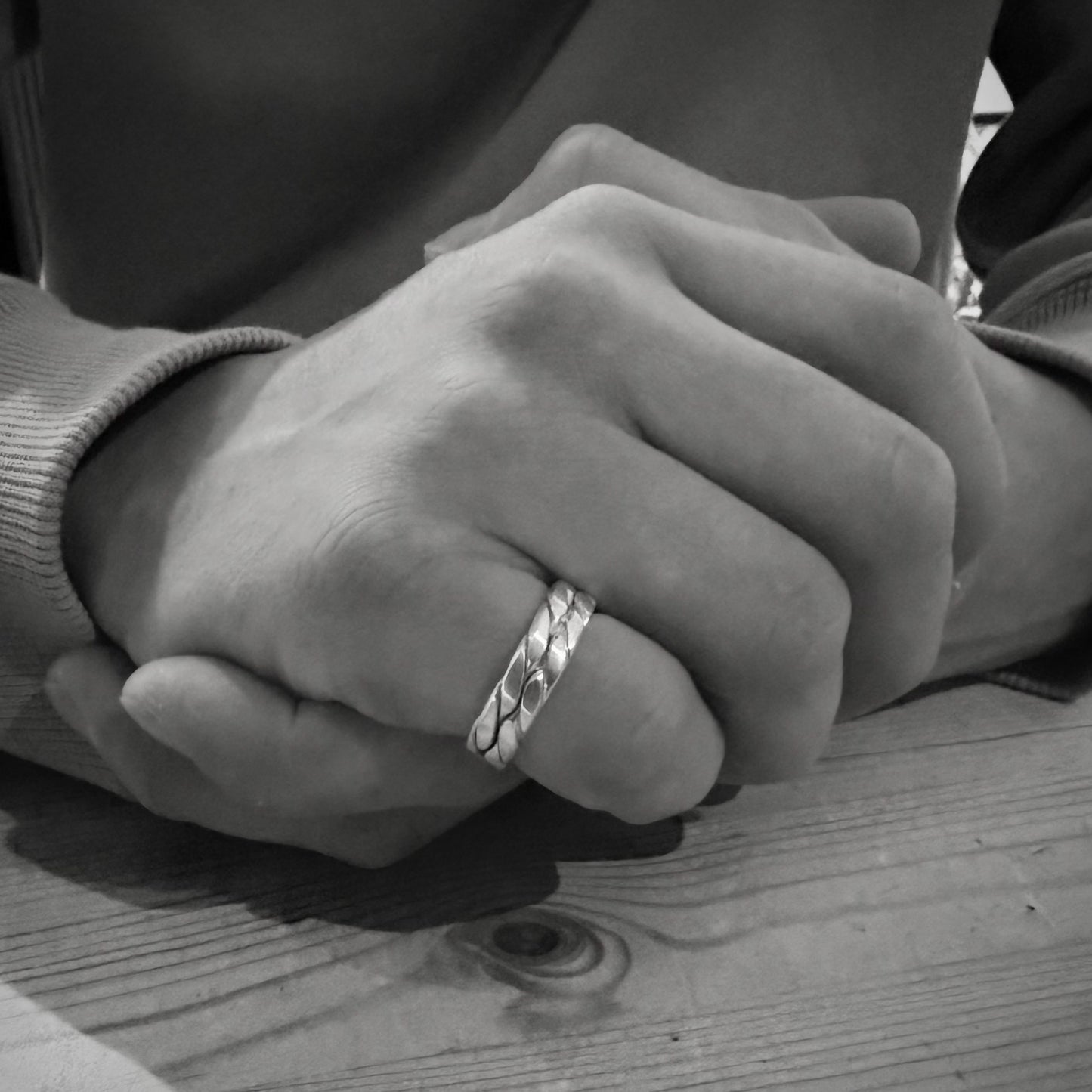 Men's Solid Silver Braided Ring