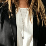 Midi Love Lariat Style Necklace in Silver